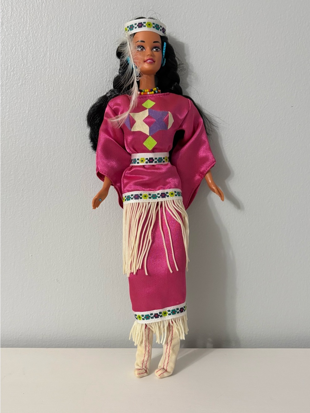 Vintage 1994 Native American Barbie 3rd Edition Dolls of the World Pink Tunic
